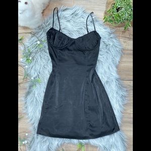 Mini silky black Tiger mist dress